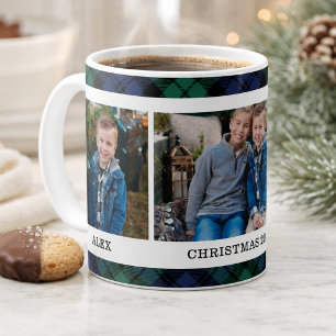 Caneca De Café Foto de Natal Personalizada para marinho e Xadrez