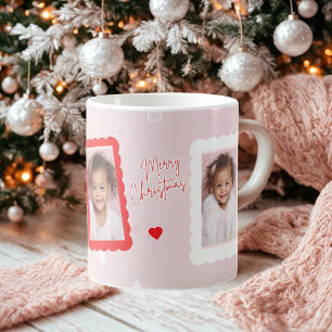 Caneca De Café Foto de Natal Rosa Personalizada Fa La La