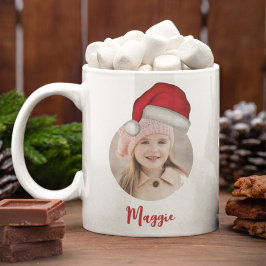 Caneca De Café Foto de Natal Simples e Cute Santa Hat
