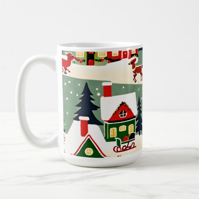 Caneca De Café Foto de neve da vila de Natal (Esquerda)
