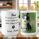 Caneca De Café Foto de Pai de Cachorro Engraçado Personalizada<br><div class="desc">Pai surpresa em seu aniversário, Dia de os pais ou só porque com essa super fofa caneca de pai de cachorro. Pai ... Sinto muito por todas as vezes que te beijei... depois de lamber o meu bumbum. Personalize com a foto favorita de Pet do Pai de Cachorro, e o...</div>