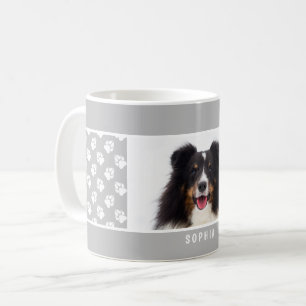 Caneca De Café Foto De Pet Personalizada Com Pinças Brancas Na Ci