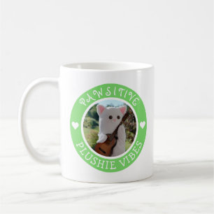 Caneca De Café Foto de Plushie Pawsitivo Verde de Kawaii