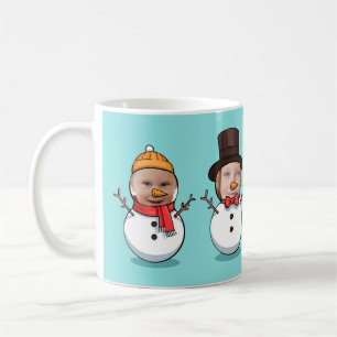 Caneca De Café Foto de Rosto Engraçado Personalizado Snowmen Nata