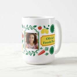 Caneca De Café Foto de selo de mercado vintage personalizado