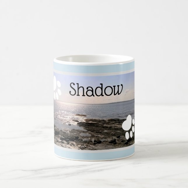 Caneca De Café Foto de Sky and Sea Paw Prints Add Name (Centro)