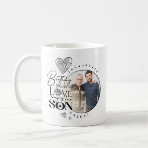Caneca De Café Foto de tipografia de aniversário de neto e filho