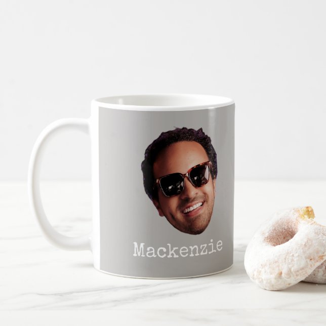 Caneca De Café Foto Divertida de Rosto Personalizada (Com Donut)