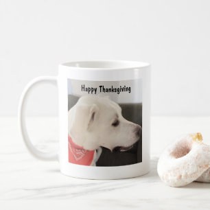 Caneca De Café Foto do Cachorro Branco e Bonito Ação de Graças