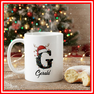 Caneca De Café Foto do Chapéu de Papai Noel com Galhada de Natal 