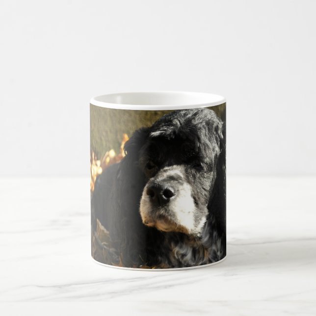 Caneca De Café Foto do Cocker Spaniel Preto e Branco (Centro)