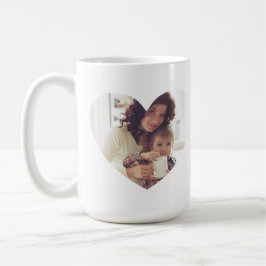 Caneca De Café Foto do Coração Branco Moderno Melhor Mãe Nunca