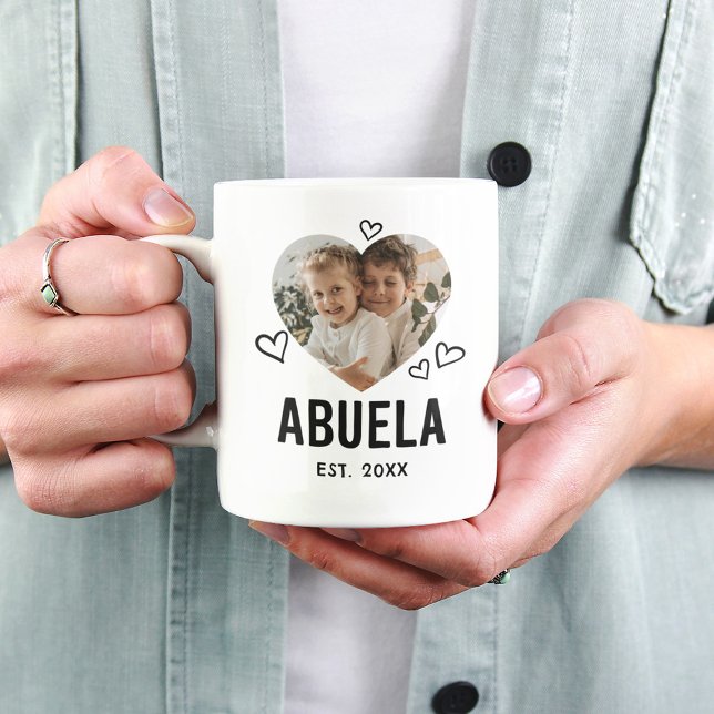 Caneca De Café Foto do coração de Abuela esboçada (Criador carregado)