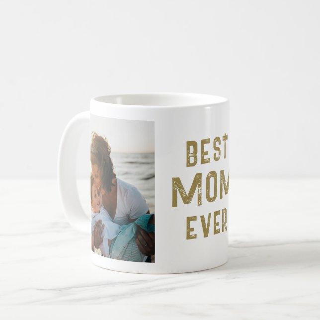 Caneca De Café Foto do Dia das Mães Modern Best Mom Ever (Frente Esquerda)