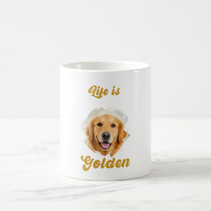 Caneca De Café Foto do Golden Retriever A Vida é Dourada