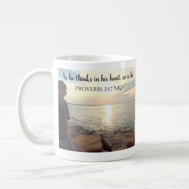 Caneca De Café Foto do Livro Oceânico de Proverbs Wisdom Bíblia (Esquerda)