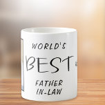 Caneca De Café Foto do melhor sogro do mundo<br><div class="desc">Um presente divertido para o melhor sogro do mundo! Você pode personalizar um lado desta caneca com uma foto vertical. O melhor sogro do mundo é escrito em tipografia divertida no meio da caneca. Do outro lado da caneca,  você pode personalizar com seus nomes e o ano.</div>