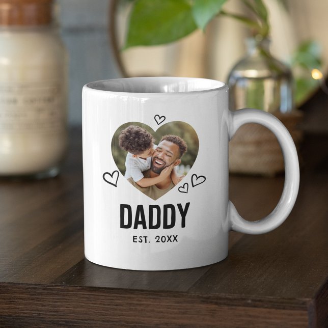 Caneca De Café Foto do Papai com Coração Desenhado (Criador carregado)