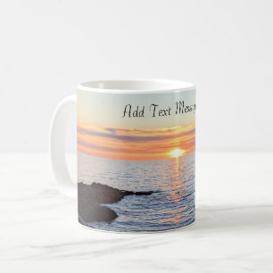 Caneca De Café Foto do pôr do sol dourado no céu laranja do ocean