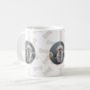 Caneca De Café Foto do seu cachorro com tema de osso de cachorro