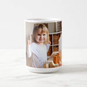 Caneca De Café Foto do seu filho e nome em caligrafia