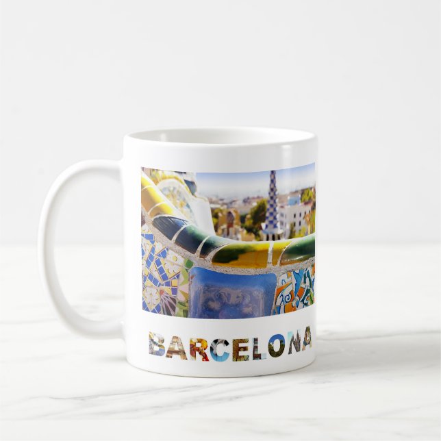 Caneca De Café Foto do Viagem de Guell Parc de Espanha Barcelona (Esquerda)