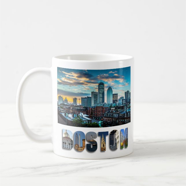 Caneca De Café Foto do Viagem Skyline City in Boston Massachusett (Esquerda)