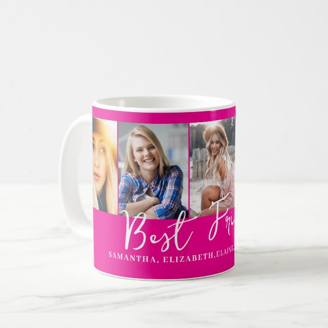 Caneca De Café Foto dos melhores amigos rosa personalizados (Frente Esquerda)