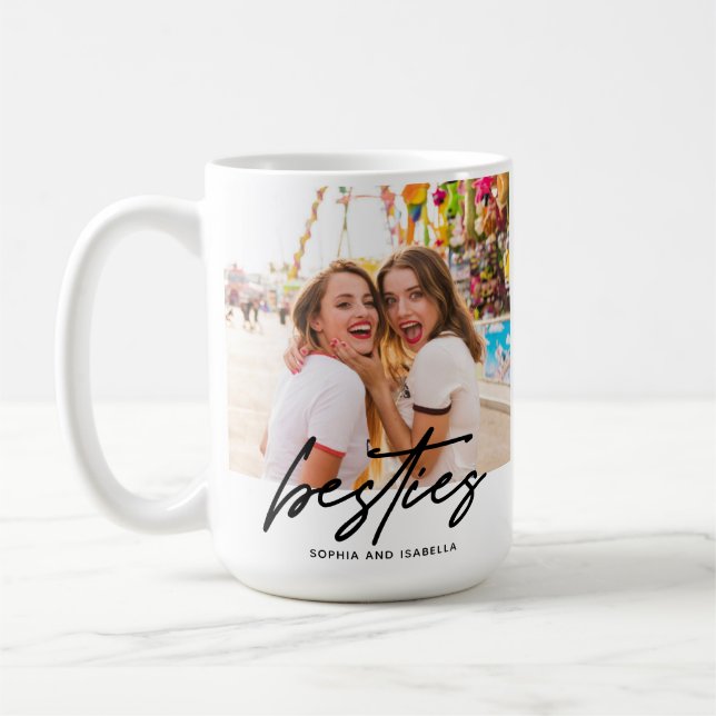 Caneca De Café Foto dos Nomes de Besties dos Melhores Amigos (Esquerda)