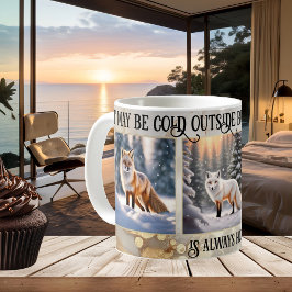 Caneca De Café Foto Dourada e engraçada da Fox da Neve