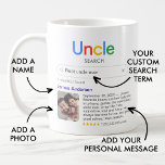 Caneca De Café Foto e Mensagem dos Resultados da Pesquisa do Melh<br><div class="desc">Esta design de caneca divertida e encantadora é a melhor maneira de celebrar o melhor tio de todos os tempos. Projetado para se parecer com um resultado de um motor de busca, ele confirma humoramente seu tio como o "resultado" principal, completo com uma mensagem pessoal e uma foto personalizada. O...</div>
