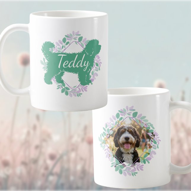 Caneca De Café Foto e Nome Personalizados de Bernedoodle (Criador carregado)