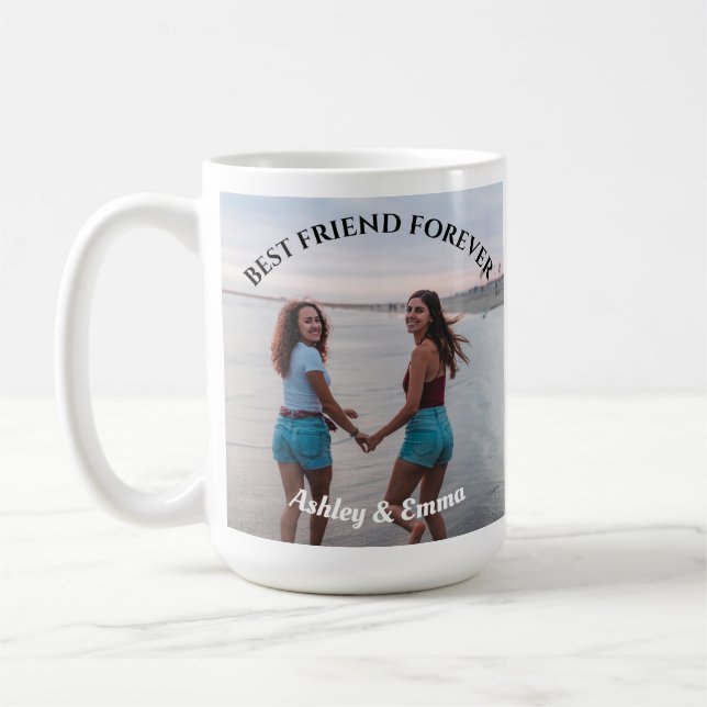 Caneca De Café Foto e nome personalizados dos melhores amigos par (Esquerda)