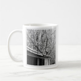 Caneca De Café Foto em preto e branco da cena rustica de inverno