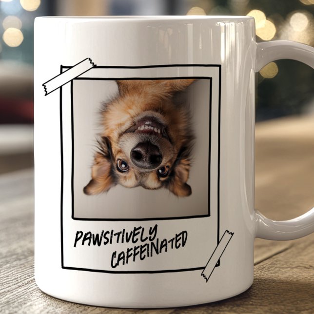 Caneca De Café Foto Engraçada Coffee Mug Pawsitively Cafeinado (Funny dog mug Pawsitively caffeinated)