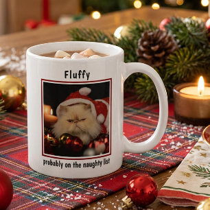 Caneca De Café Foto Engraçada de Animal de Estimação Natal Lista