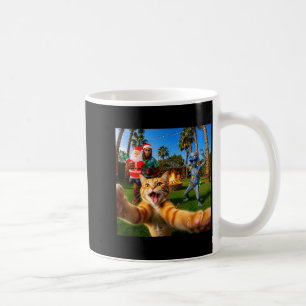 Caneca De Café Foto engraçada de Natal de gato com Bigfoot &