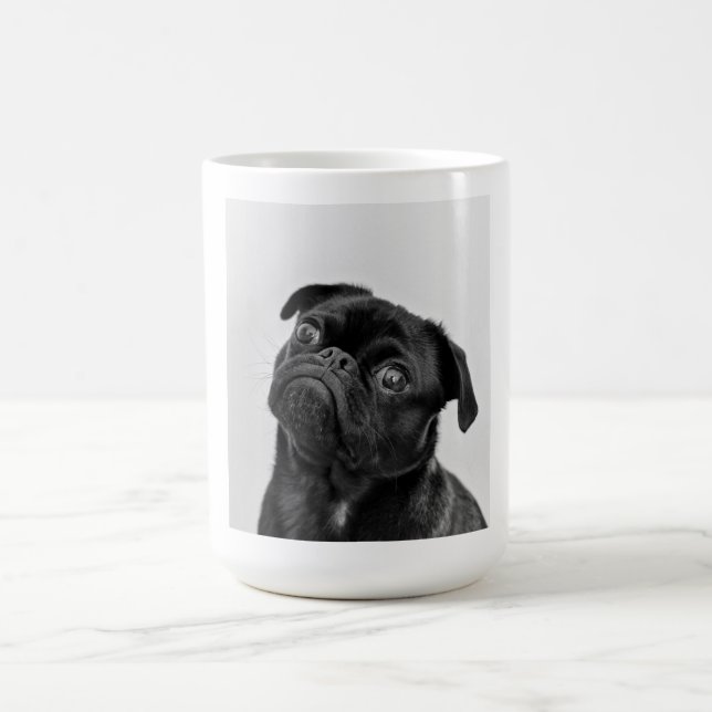 Caneca De Café Foto engraçada de Pug preto e branco fofo (Centro)