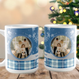 Caneca De Café Foto Espanhola Feliz Natal Elegante Azul