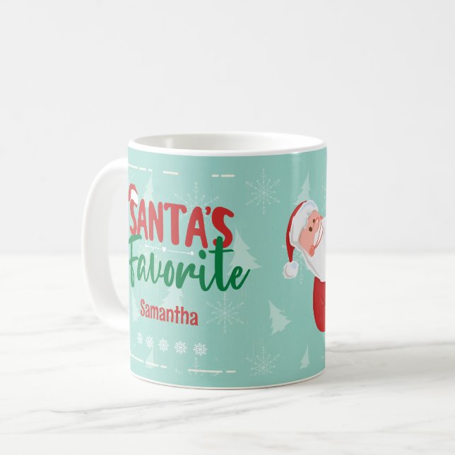 Caneca De Café Foto favorita de Papais noeis personalizados (Frente Esquerda)