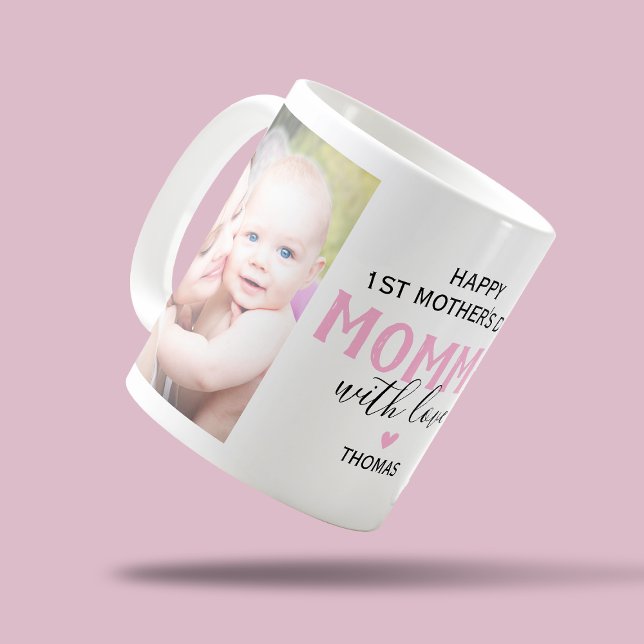 Caneca De Café Foto Feliz Primeiro Dia das Mães (Criador carregado)