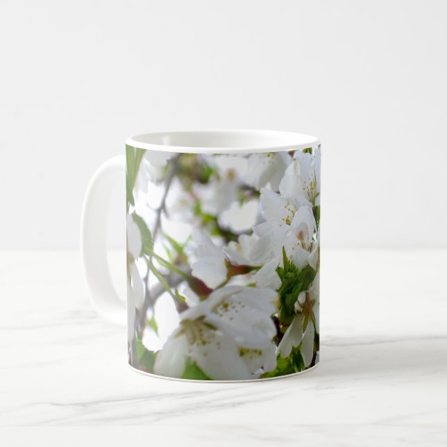 Caneca De Café Foto floral branca elegante (Frente Esquerda)
