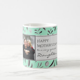 Caneca De Café Foto Floral MINT Feliz Dia das Mães FILHA