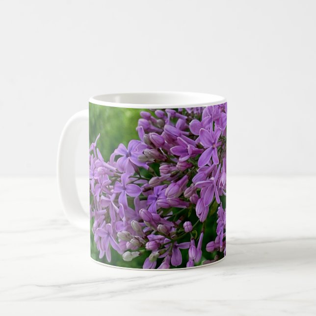 Caneca De Café Foto floral roxa lilás romântico elegante roxo (Frente Esquerda)