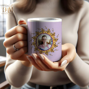 Caneca De Café Foto Moderna de Mandala Floral em 3D com Laranja e