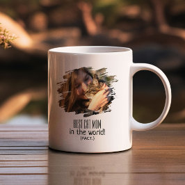 Caneca De Café Foto Moderna Melhor Mãe Gato (Fato) | Personalizad