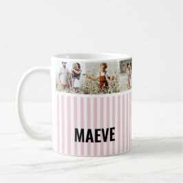 Caneca De Café Foto moderna personalizada, rosa e branca