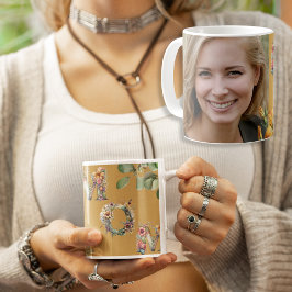 Caneca De Café Foto MOM Floral de Mostarda Personalizada