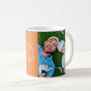 Caneca De Café Foto multiplexa Monograma Personalizado em Laranja