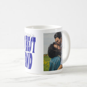 Caneca De Café Foto namorado com tipografia azul